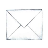 An envelope made of white paper. watercolor illustration. Isolate it. The symbol of mail, notifications, greetings and invitations. An element of the design of banners and flyers, postcards. vector