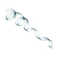 The ribbon is white. Curly textile ribbon. watercolor illustration. An isolate on a white background. An element of the design of invitations, greeting cards for a wedding in watercolor style vector