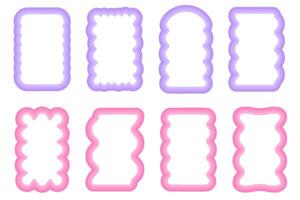 Y2k squiggle frame. Zigzag wavy border for story. Rectangle serrated retro groovy shapes set. Cute funky geometric posters for modern design. Aesthetic elements. vector
