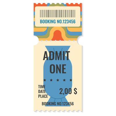 Funny Halloween ticket. Admit one coupon template for Halloween Party.Paper ticket stub and entrance pass with Haloween symbols. illustration EPS 10.