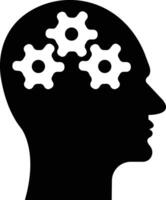 Human brain icon in flat style. Thinking State mind process and business solutions symbol for apps or web head face profile artificial intelligence isolated on vector