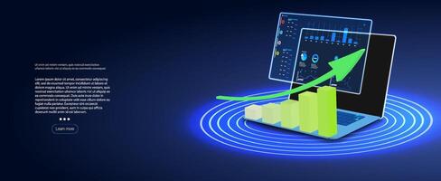 Visual Representation of Data Analytics and Growth on a Laptop Displaying Interactive Graphs vector
