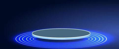 Illuminated Circular Platform With Blue Ripple Effects in a Dark Environment vector