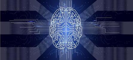 Exploring the Intersection of Technology and Artificial Intelligence in Modern Brain Design vector