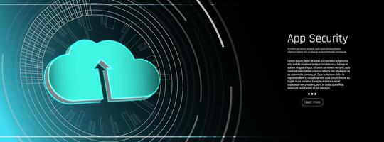 Cloud Security Concept With Data Protection Elements Presented In Dark Background vector