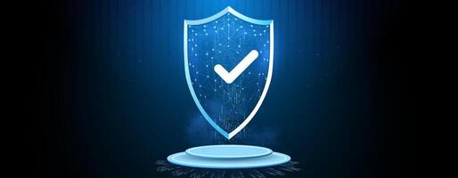 Digital Shield Symbolizing Cybersecurity Protection and Trust in Modern Technology vector
