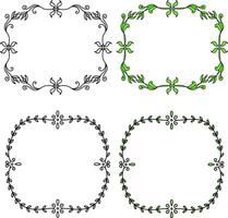 A set of beautiful carved frames of floral ornament with elements of nature in the form of leaves curls of growing vines, berries conditionally. illustration border frames in the style of vector