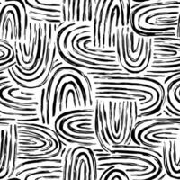 Aesthetic Contemporary printable seamless pattern with abstract line, dot, shape brush stroke in black and white colors. Boho background in minimalist style Illustration for wallpaper fabric vector