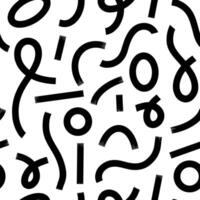 Aesthetic Contemporary printable seamless pattern with abstract line, dot, shape brush stroke in black and white colors. Boho background in minimalist style Illustration for wallpaper fabric vector