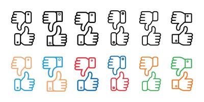 Set of Like and dislike icons. illustration in flat style vector