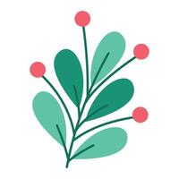 Red winter berry branches element vector