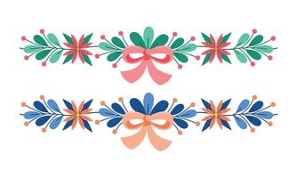 Set of decorative christmas floral elements vector