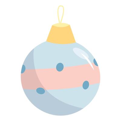 Hand drawn christmas ball ornaments illustration on white