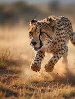 cheetah running in the desert photo