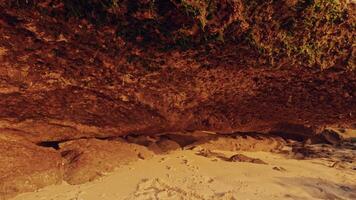 Moss-Covered Cave Ceiling at Sandy Beach video