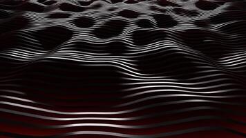 Abstraction of a dark floating flexible looping surface, covered with contrast stripes, that moves in waves. Abstract CGI motion design on a dark background video
