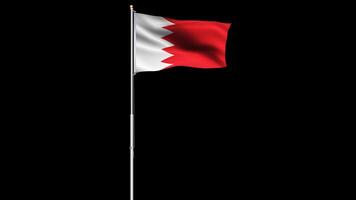 Bahrain flag waving animation on transparent background.Isolated Bahrain flag flying animation video