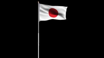 Japan flag waving animation on transparent background.Isolated Japanese flag flying animation video
