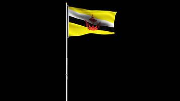 Brunei flag waving animation on transparent background.Isolated Brunei flag flying animation video
