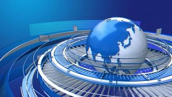 ABSTRACT MODERN BLUE AND WHITE NEWS BACKGROUND WITH ROTATING EARTH LOOP video