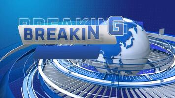 ABSTRACT BLUE AND WHITE BREAKING NEWS BACKGROUND WITH ROTATING EARTH LOOP video