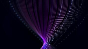Looped abstract background with futuristic structure spinning with purple blue glow effect. Transparent hologram form made of shiny particles for technology, science and vj performance. Loop 4K 60 fps video