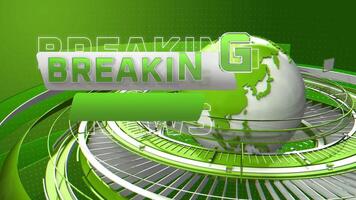 ABSTRACT GREEN AND WHITE BREAKING NEWS BACKGROUND WITH ROTATING EARTH LOOP video