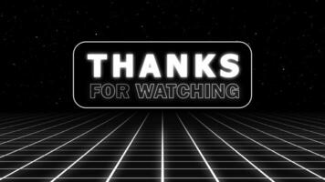 Animated Thanks For Watching on black background with grid video