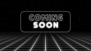 Animated Coming Soon on black background with grid video