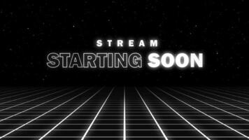 Animated Stream Starting Soon on black background with grid video
