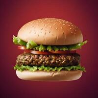 Big fresh burger with cheese and bacon isolated on background, fresh tasty burger photo
