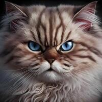 A kitten with blue eyes and a blue eye, Cute kitten sitting outdoors playful and staring at toy generated by artificial intelligence, Close up on kitten walking indoors, photo