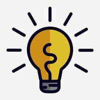 bulb icon in a yellow filled cartoon style, perfect for illustrations of ideas and problem solutions, motion graphic assets, presentation elements, and website application buttons. vector