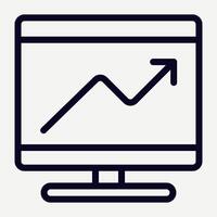 Computer icon with graph up on the screen, illustration of a chart up increasing business sales, profits and wealth, suitable for infographics and motion graphic elements. vector