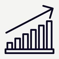 Graph icon with arrow in line style, suitable for illustrations of Growing businesses, growing bar charts, sales in infographics and presentation elements. vector