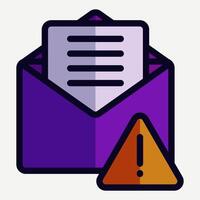 Email envelope icon with warning alert notification suitable for illustrations of spam messages, suspicious messages, infographic assets, motion graphics, presentations. vector