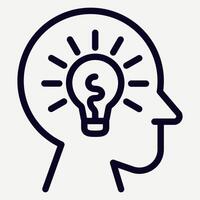 Human bulb icon in line style, suitable for illustrations of ideas, brainstorms, knowledge and creativity. vector