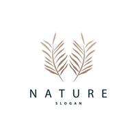 Palm Leaf Logo Design Simple Minimalist Symbol Illustration Template vector