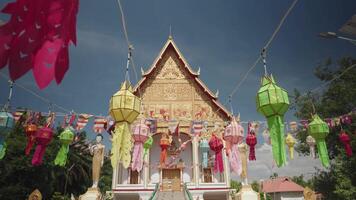 Vientiane, Laos - November 14, 2024 - Lantern in Wat That Luang Neua, Temple in Pha That Luang Area video