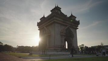 Vientiane, Laos - November 14, 2024 - Architecture of the Patuxai Monument, Arc de Triomphe version video