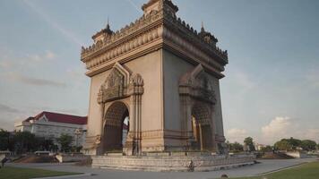 Vientiane, Laos - November 14, 2024 - Architecture of the Patuxai Monument, Arc de Triomphe version video