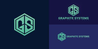 Abstract hexagon initial letter GS or SG in green color isolated on multiple background colors. The logo is suitable for software development firm logo design inspiration templates. vector