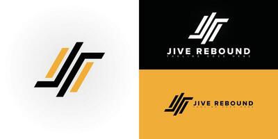 Abstract initial letter JR or RJ in black-gold color isolated on multiple background colors. The logo is suitable for modern physical fitness coaching logo design inspiration templates. vector