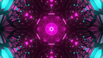 Purple abstract background with circular design in the middle. Kaleidoscope VJ loop video