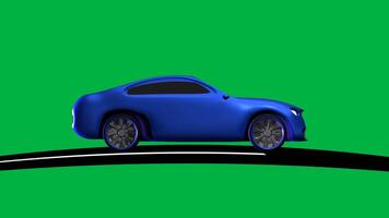 car running on the road side view green screen seamless loop video