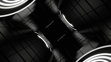 White Neon Rings Rotation Tunnel Background VJ Loop in 4K video