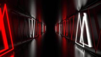 Red and White Side Neon Strobe Triangles in Tunnel Background VJ Loop in 4K video