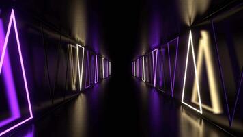 Purple and Yellow Side Neon Strobe Triangles in Tunnel Background VJ Loop in 4K video