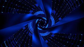 Blue and Cyan Neon Pulsing Spiral Tunnel Background VJ Loop in 4K video