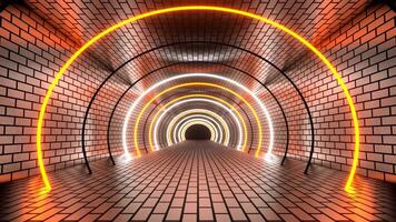 Orange and White Neon Strobe Brick Tunnel Background VJ Loop in 4K video